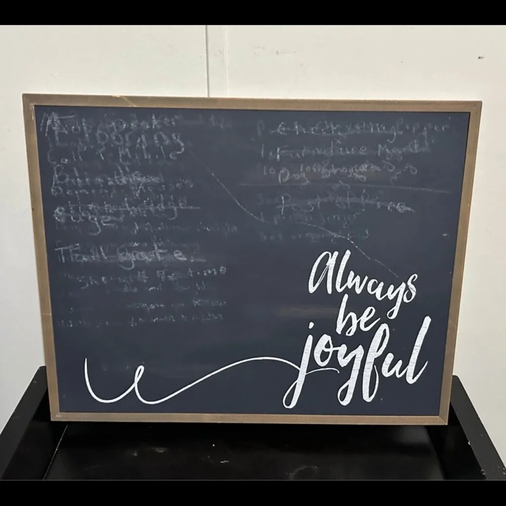 Chalkboard Sign with 'Always Be Joyful' Text